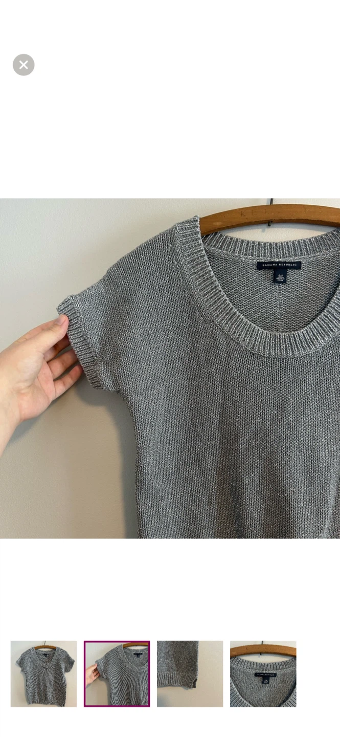 Banana Republic Grey Knit Short Sleeve Top Size S/P - photo 2