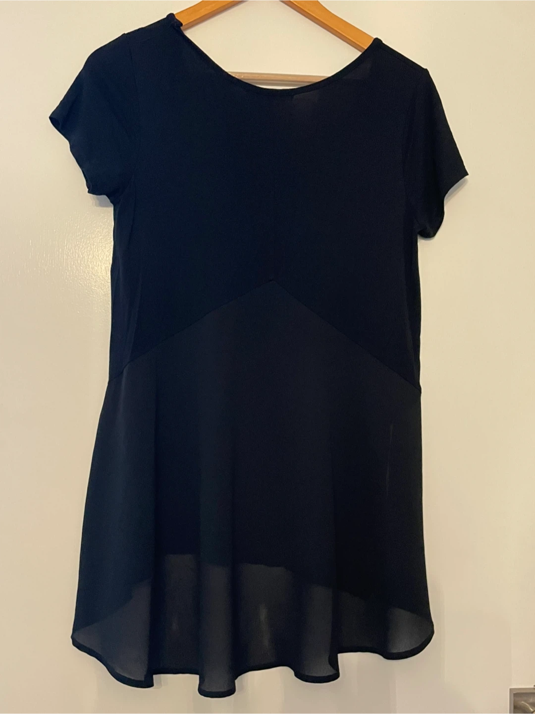 Emma's Closet Black Sheer Hem Tunic Top - Size S - photo 2