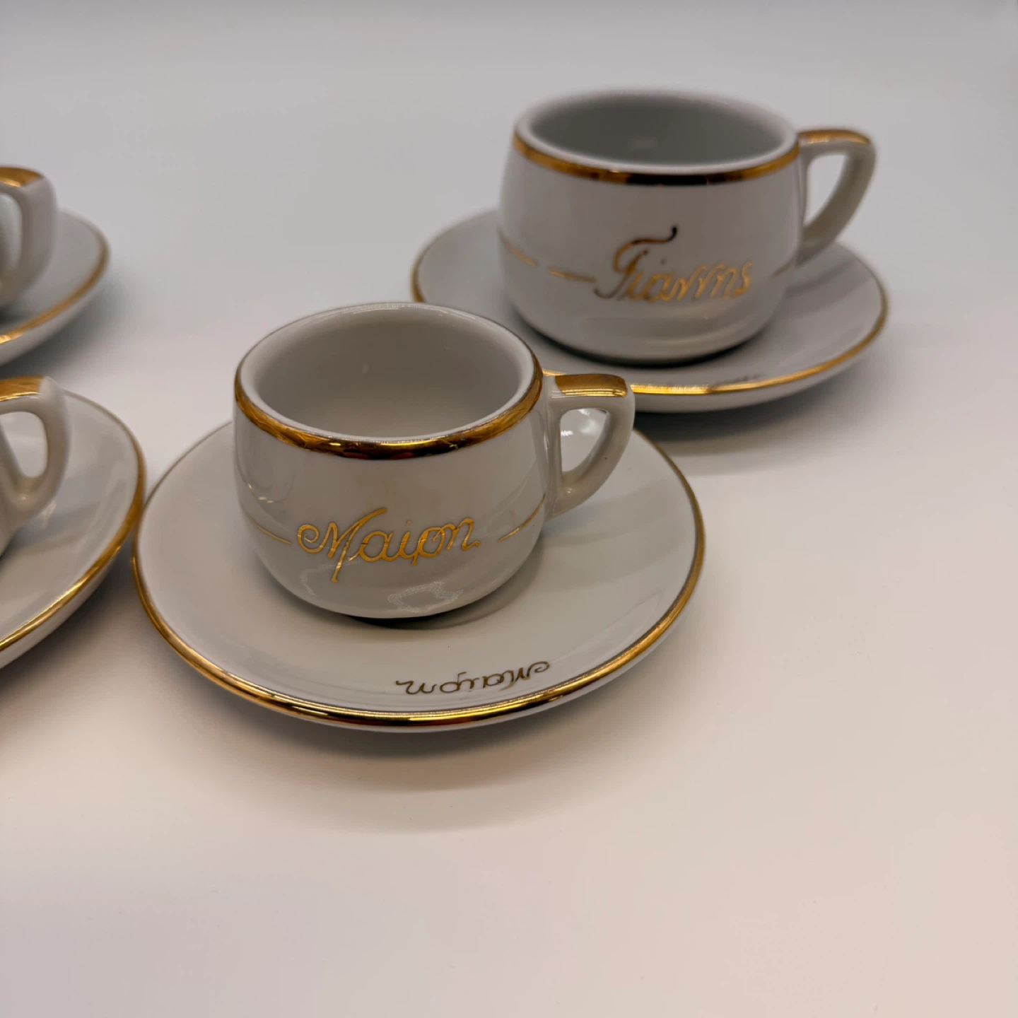 Vintage Greek Espresso Cups IONIA Hellas Gold Trim Demitasse - photo 2