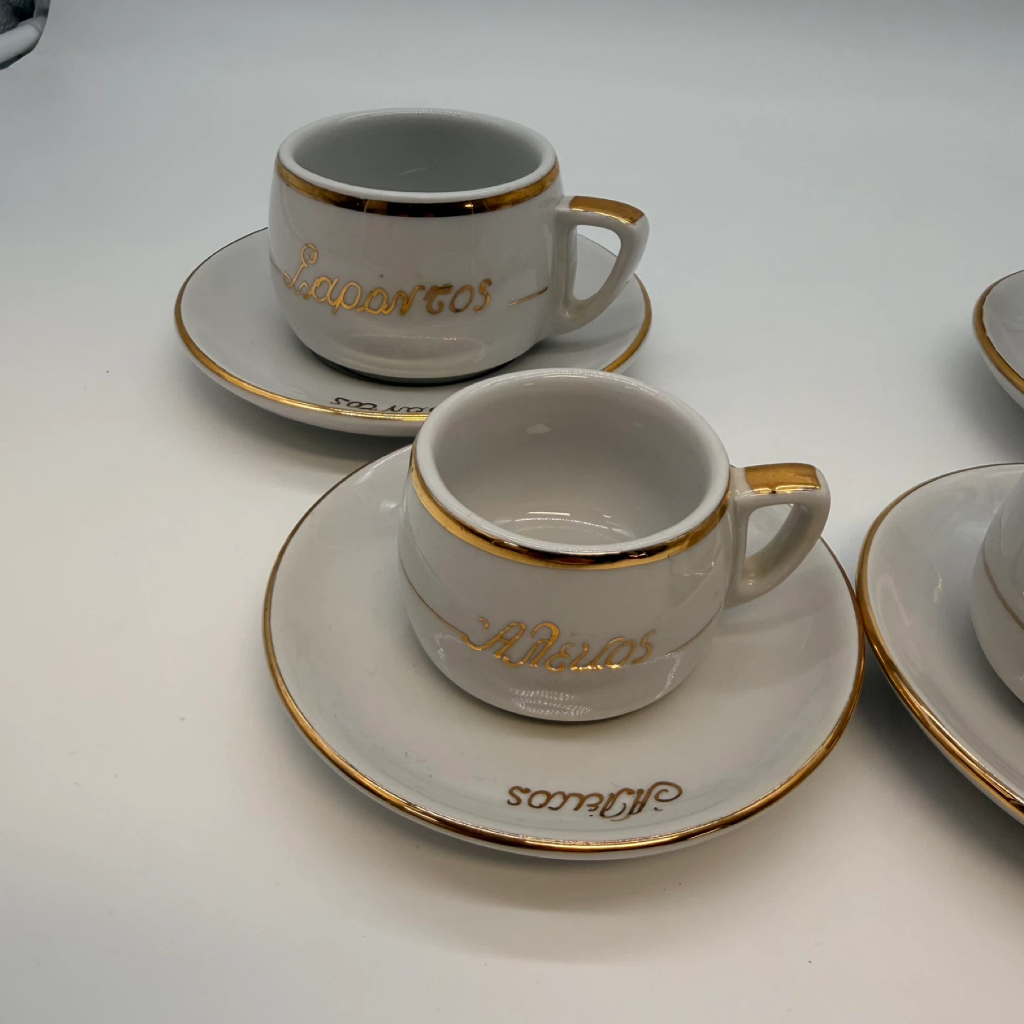 Vintage Greek Espresso Cups IONIA Hellas Gold Trim Demitasse - photo 3