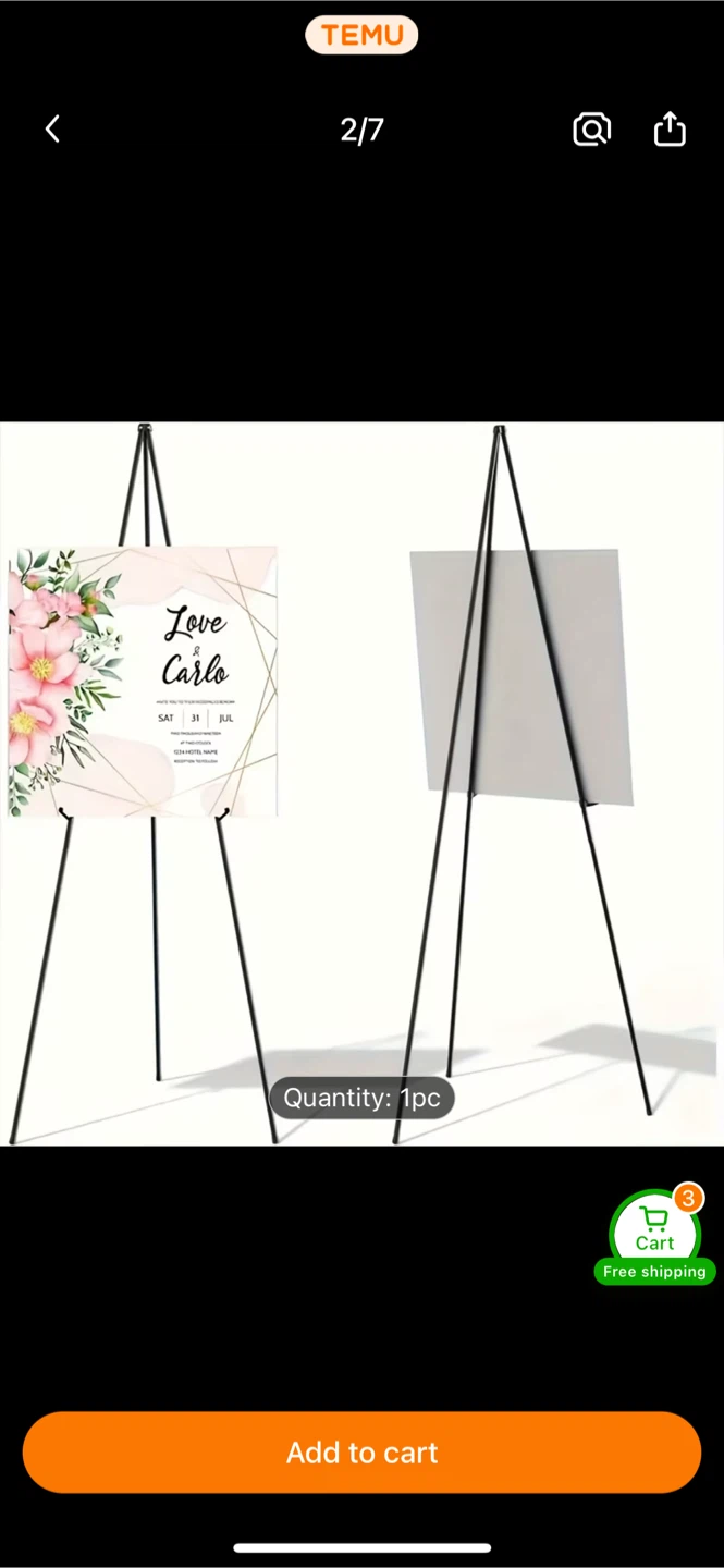 Black Metal Tripod Easel