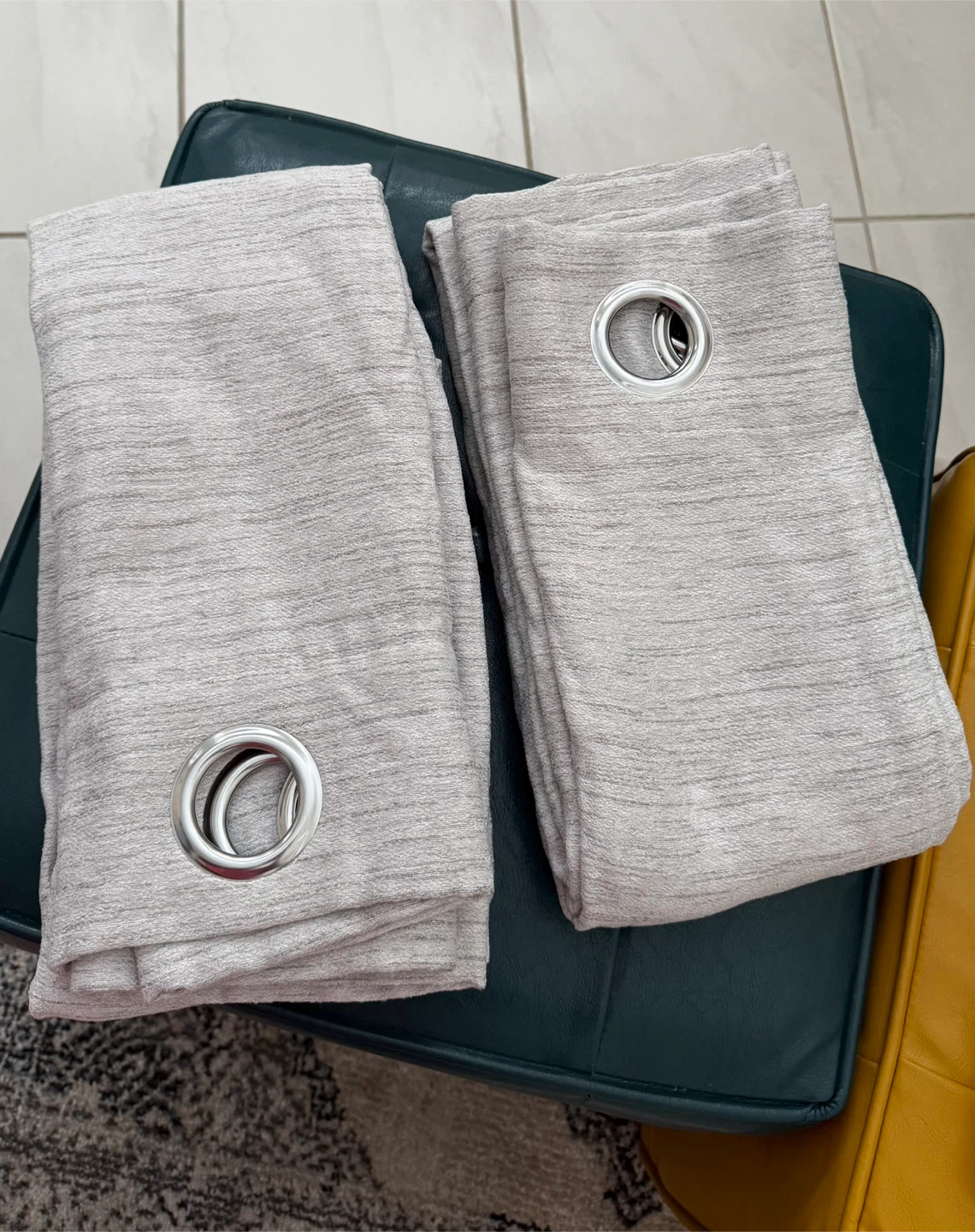 Light Grey Textured Grommet Curtains (Pair)