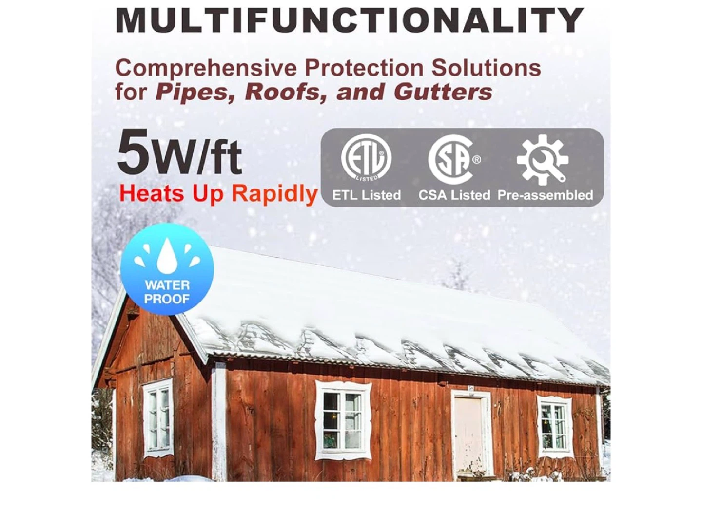 Heated Cable for Pipes, Roofs, and Gutters - 5W/ft - photo 5