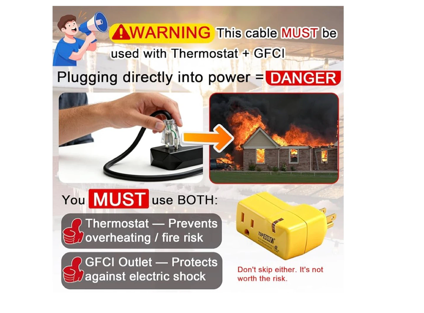 Heated Cable for Pipes, Roofs, and Gutters - 5W/ft - photo 2