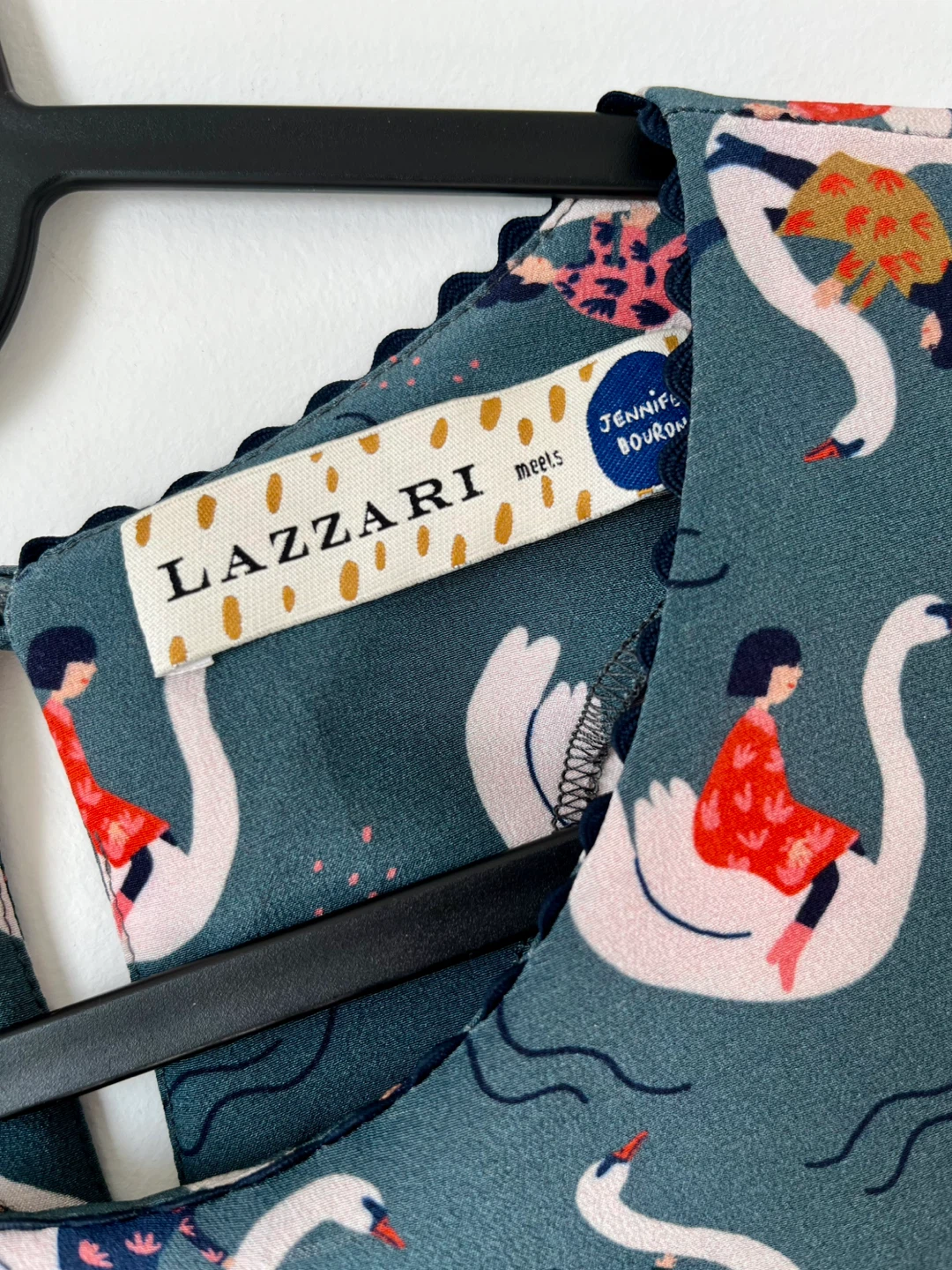Lazzari "Meets" Jennifer Bouron Swan Print Silk Dress - Size 40 - photo 2