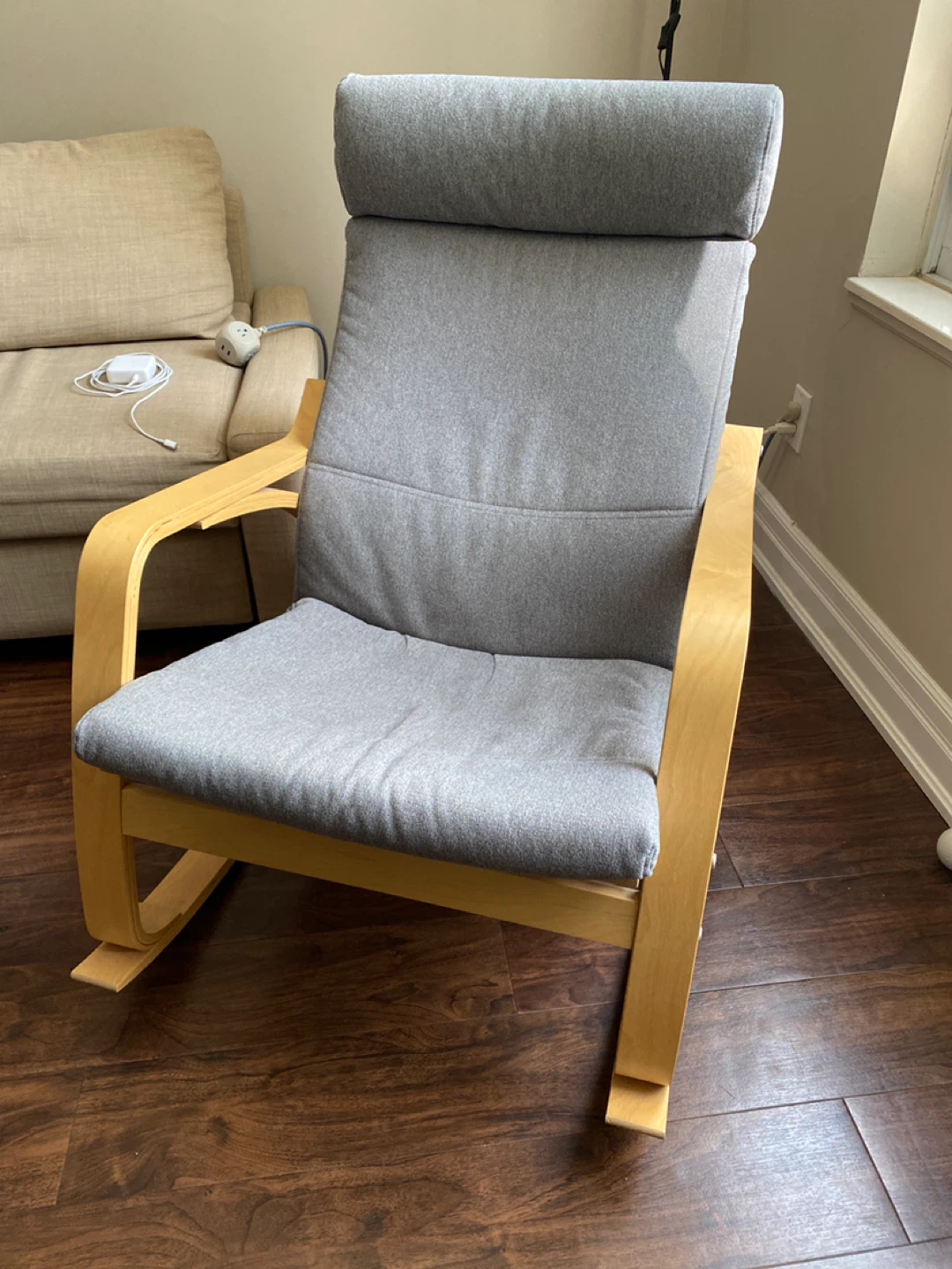 IKEA Poäng Rocking Chair - Grey Fabric & Wood