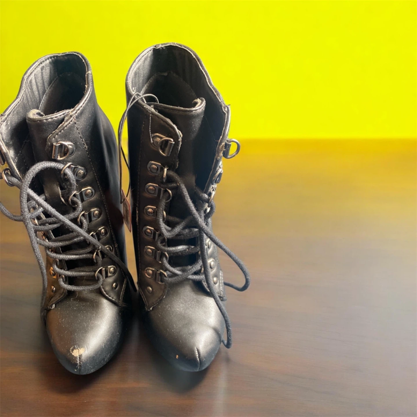 Ardene Black Lace-Up Heeled Booties