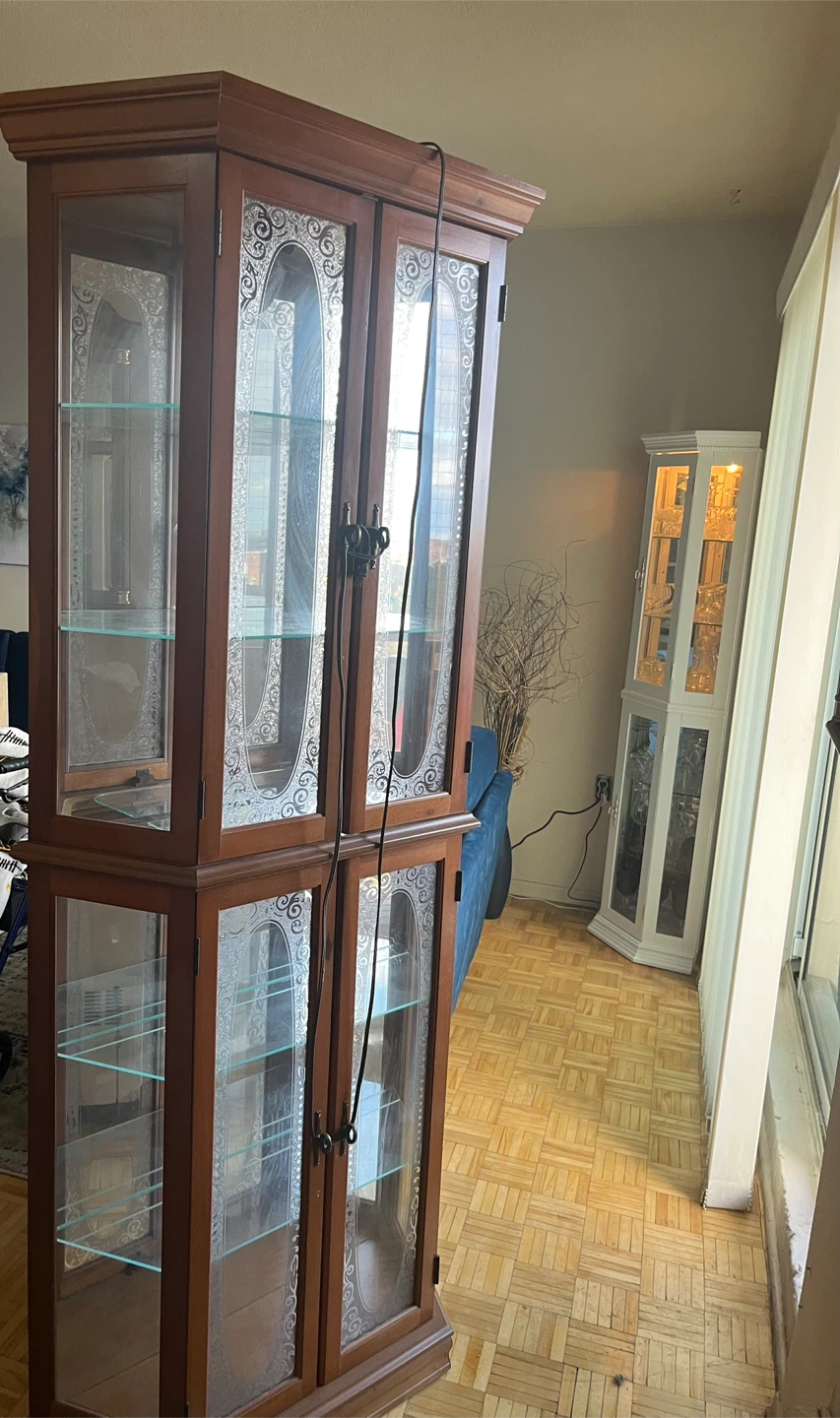 Wooden Curio Cabinet with Glass Doors
