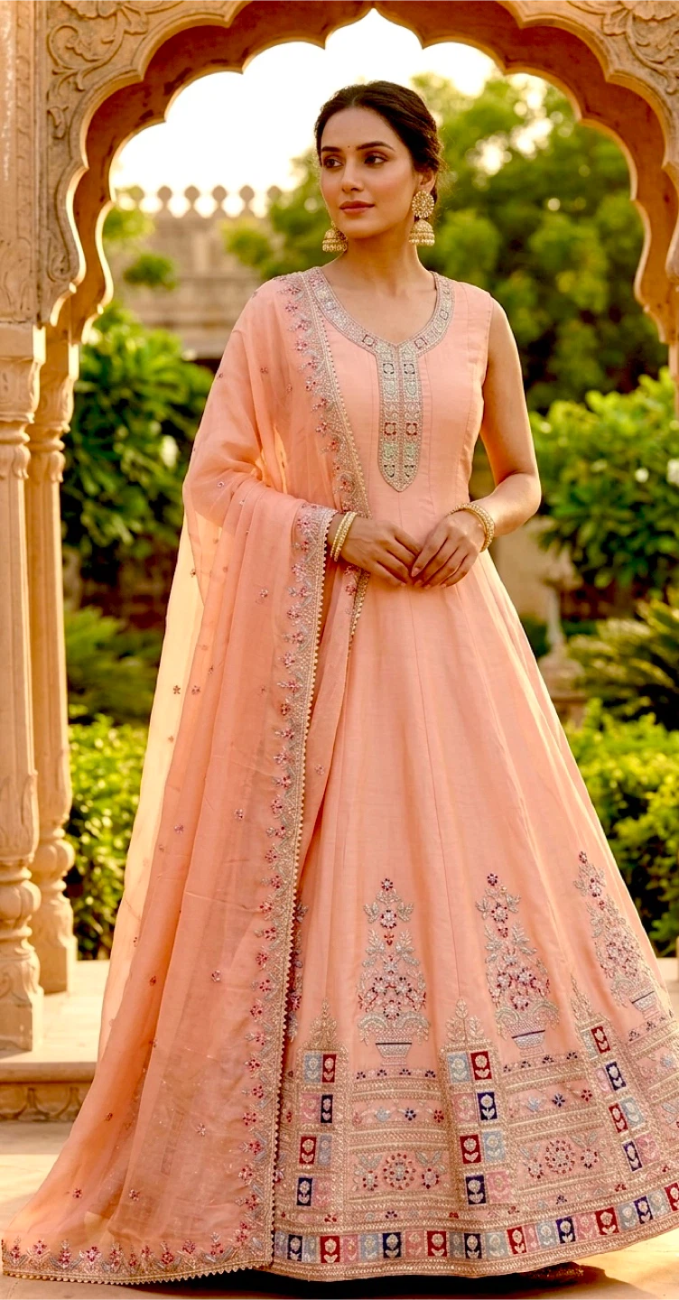 Peach Anarkali Suit with Dupatta - photo 2