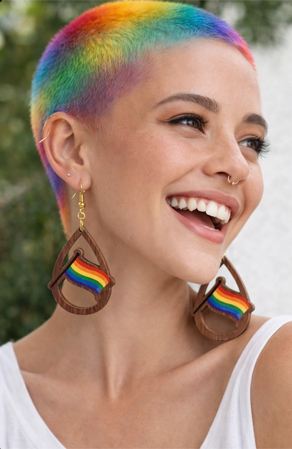 Rainbow Pride Flag Teardrop Earrings - photo 2
