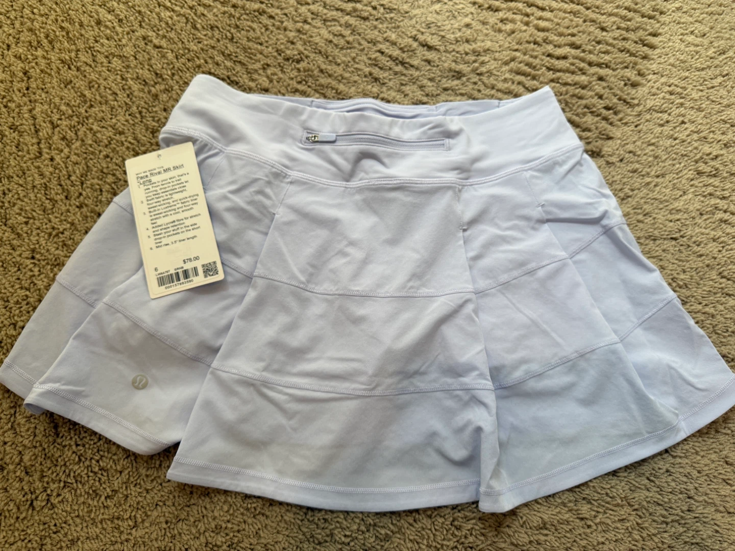 Lululemon Pace Rival MR Skirt - Size 6 - Light Purple