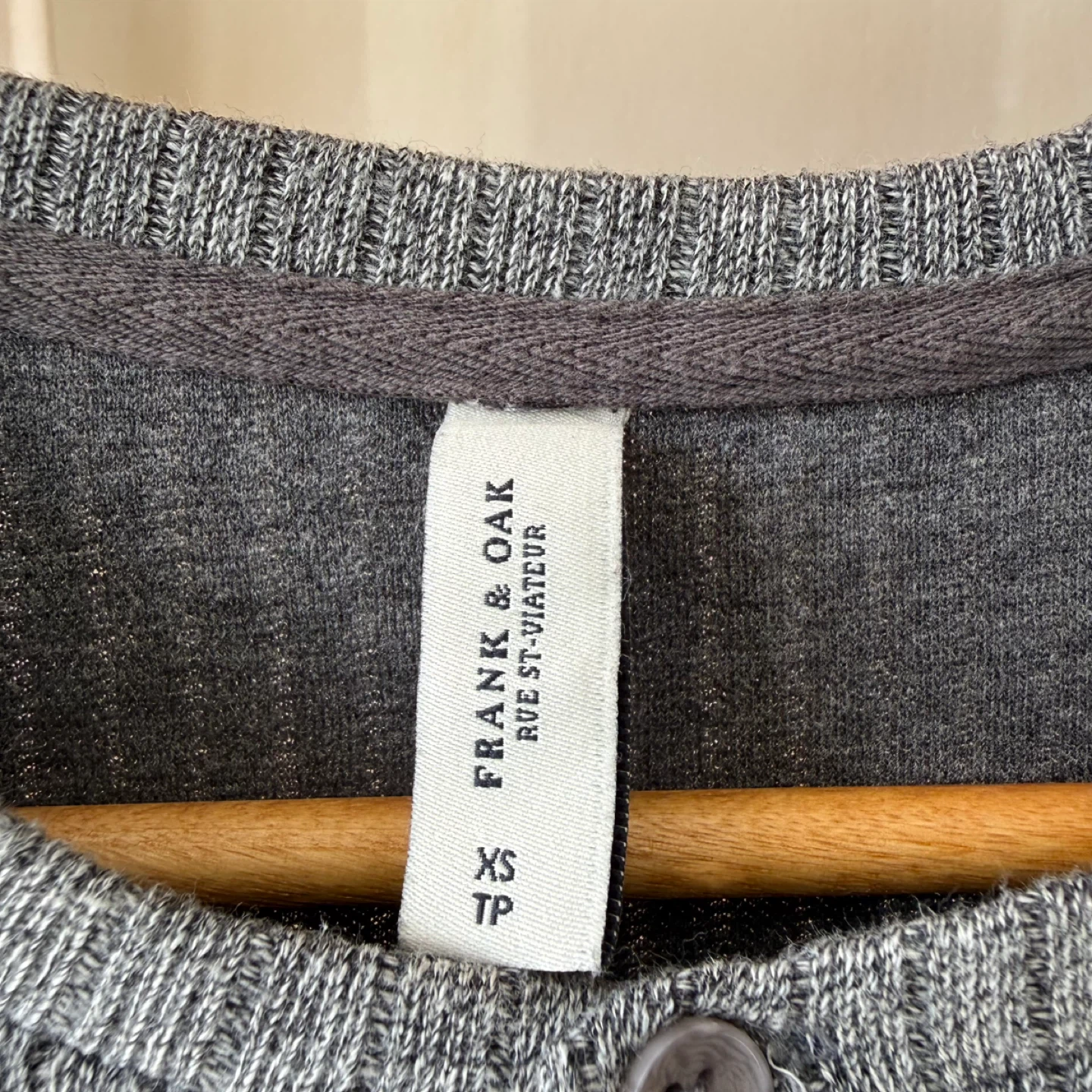 Frank & Oak Grey Ribbed Henley T-Shirt - XS - photo 3