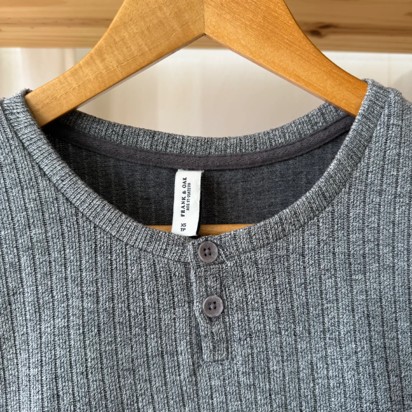 Frank & Oak Grey Ribbed Henley T-Shirt - XS - photo 4