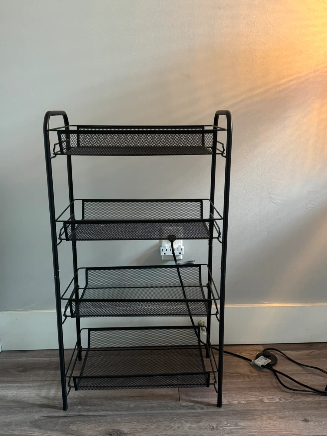 Black 5-Tier Mesh Rolling Cart - photo 2