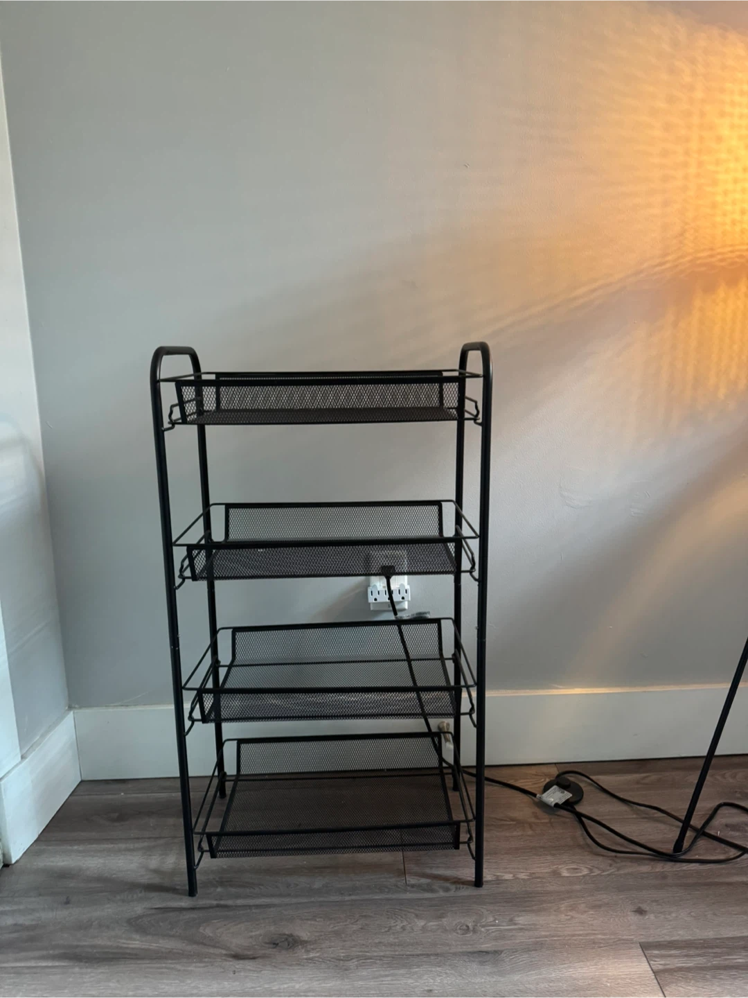 Black 5-Tier Mesh Rolling Cart