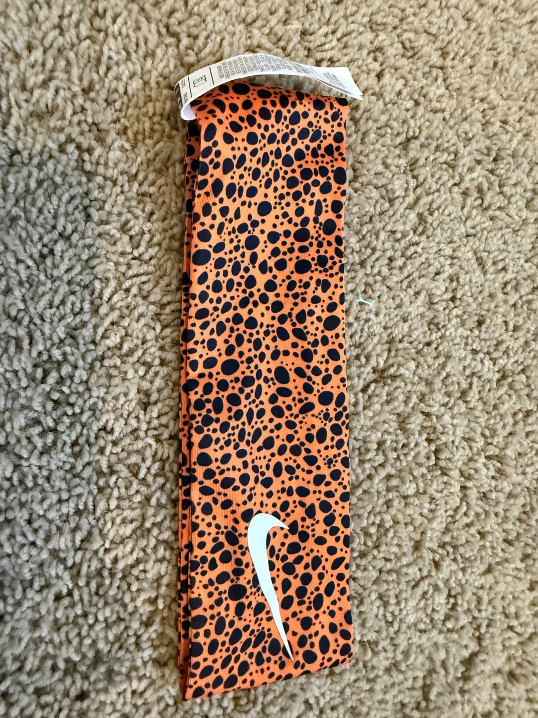 Nike Headband Orange Black Leopard Print OSFM