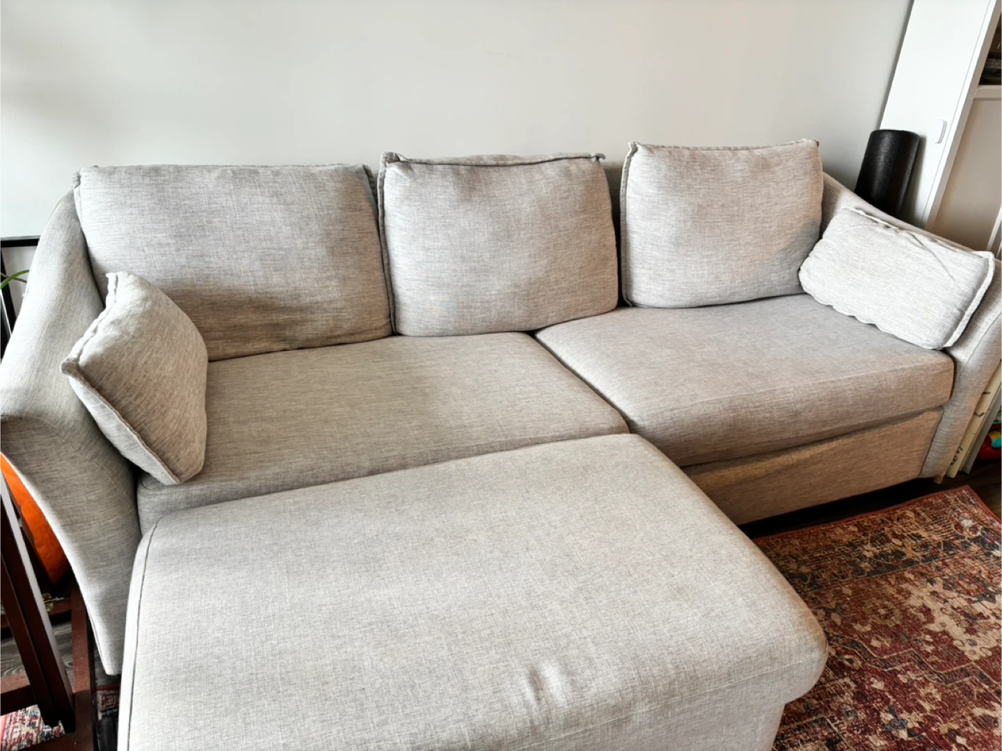 Light Grey Sofa with Storage Ottoman