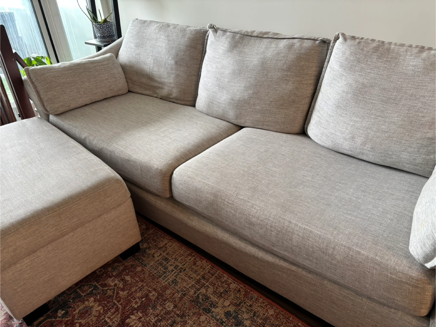 Light Grey Sofa with Storage Ottoman - photo 2