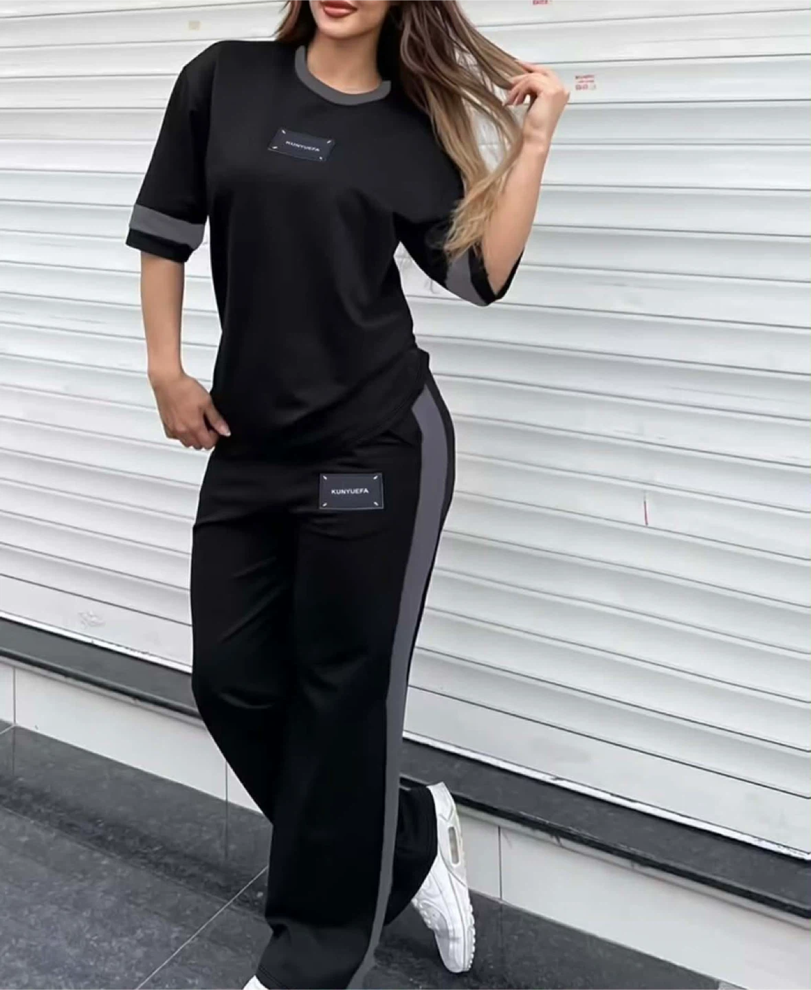 KUNYUFA Black Athleisure Tracksuit Set - photo 4