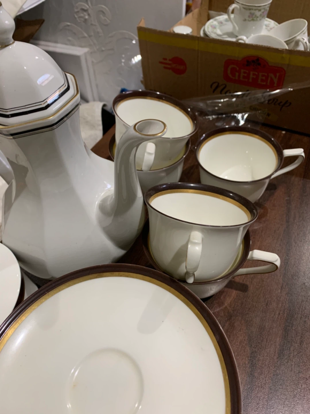 Mikasa Bone China Gold Symmetry Coffee Pot and Cup Set A7027 - photo 2