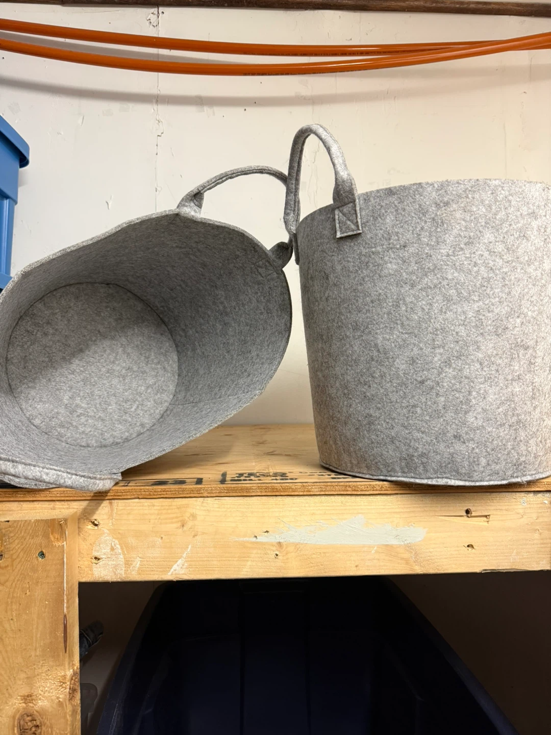 Grey Felt Storage Baskets with Handles