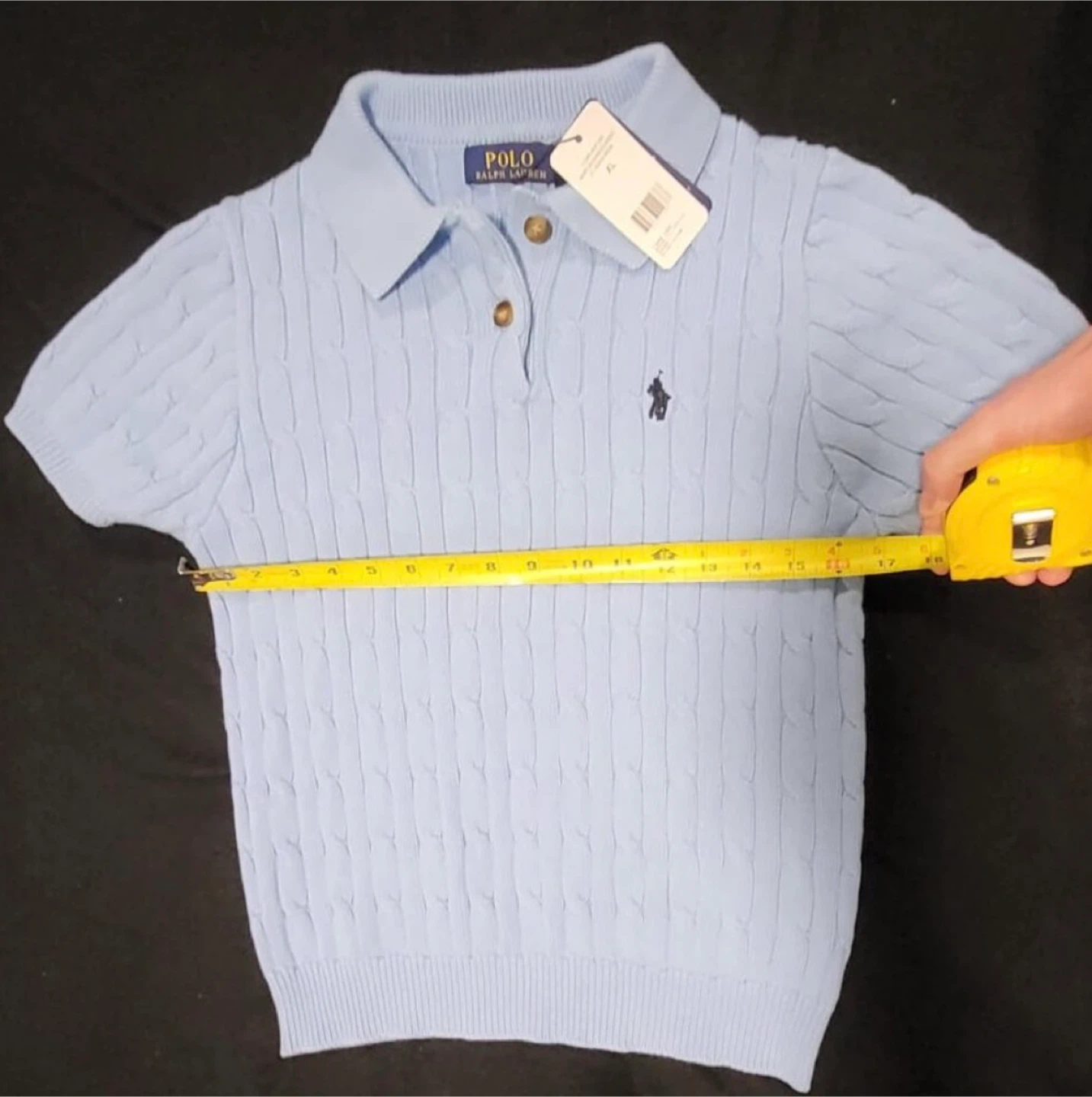 Ralph Lauren Cable Knit Polo- Light Blue - photo 2