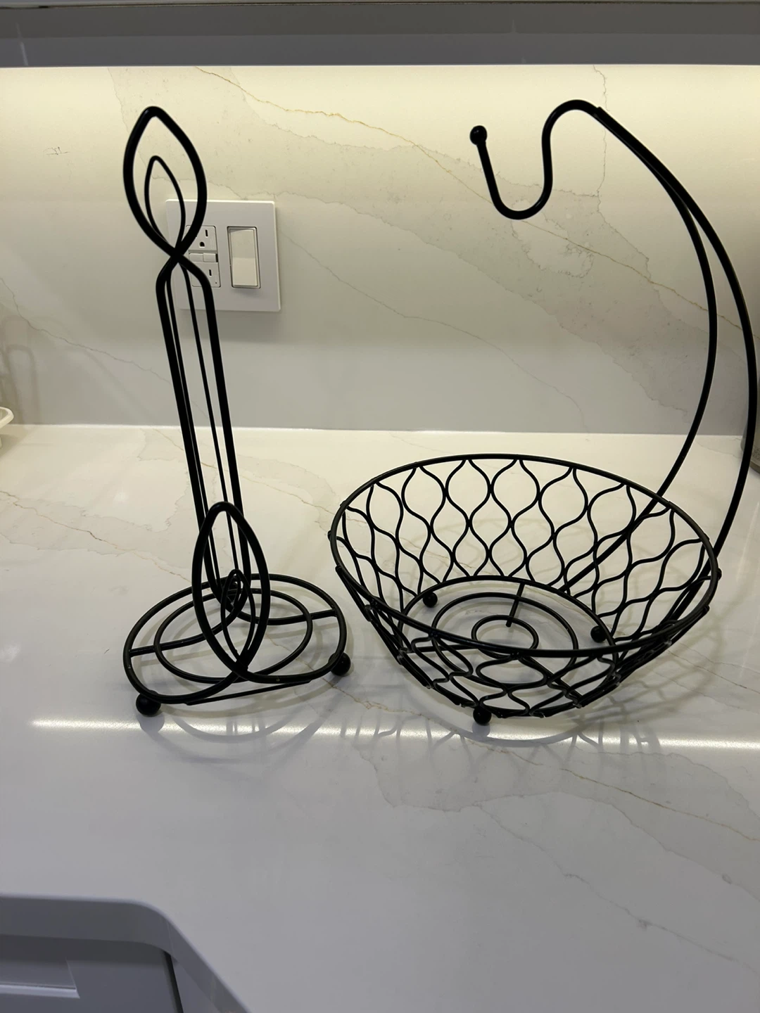 Black Metal Fruit Basket and Paper Towel Holder Set - photo 3