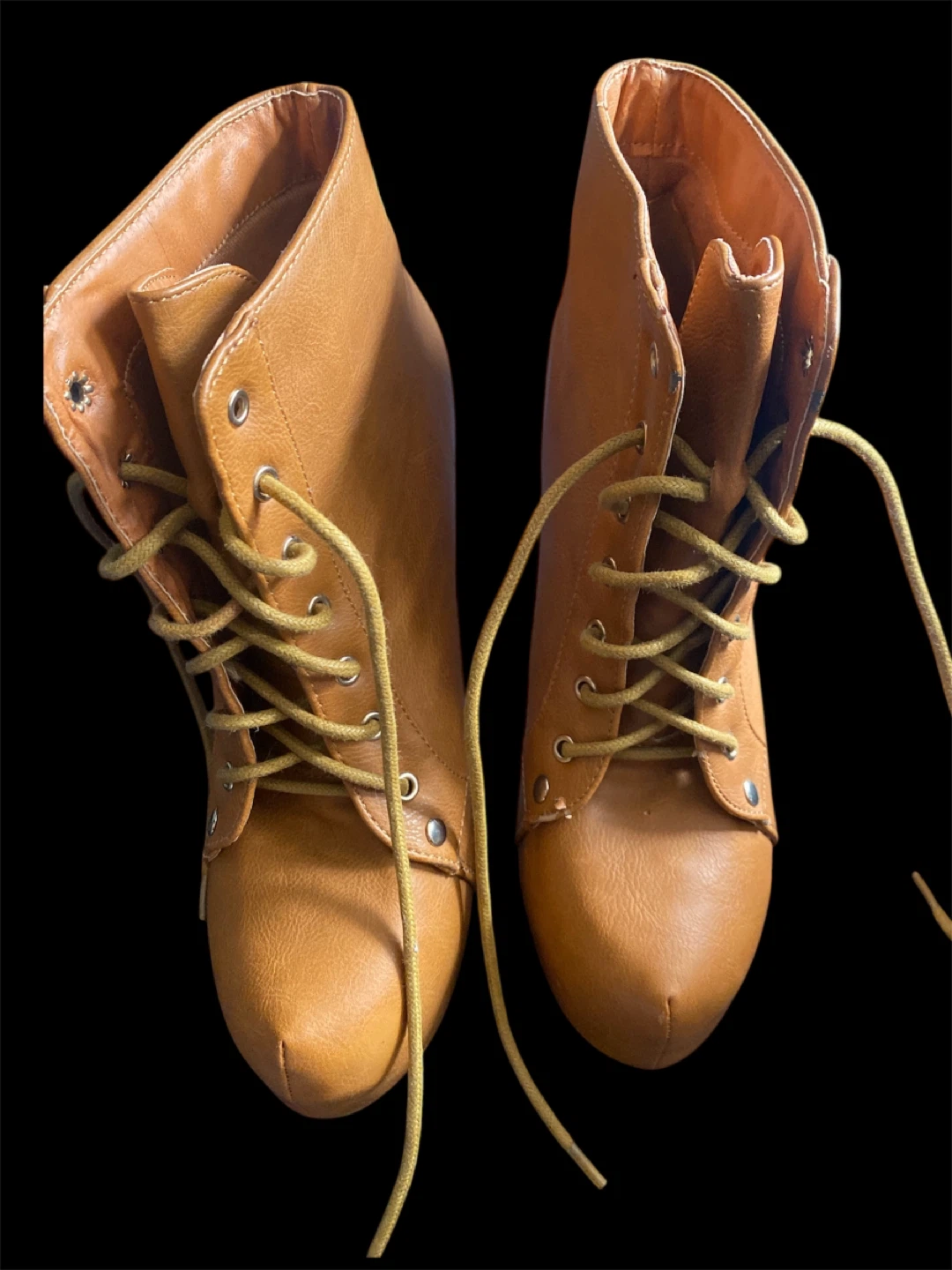 Tan Lace-Up Heel Boots - photo 2