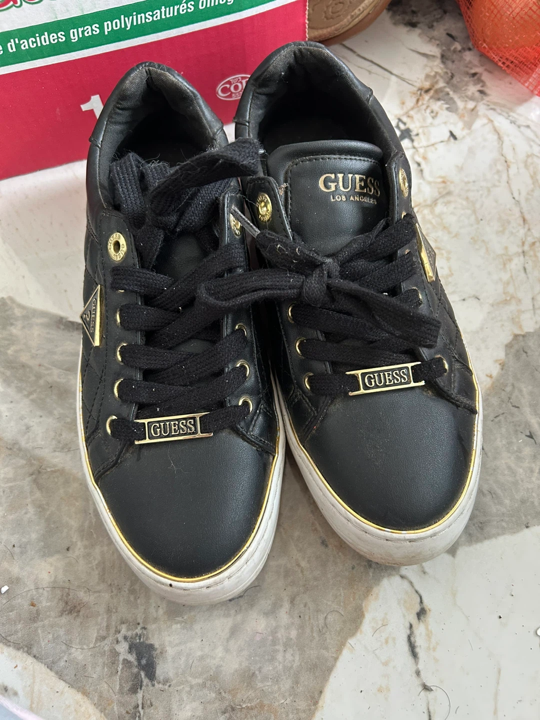 GUESS Women's Black Quilted Sneakers