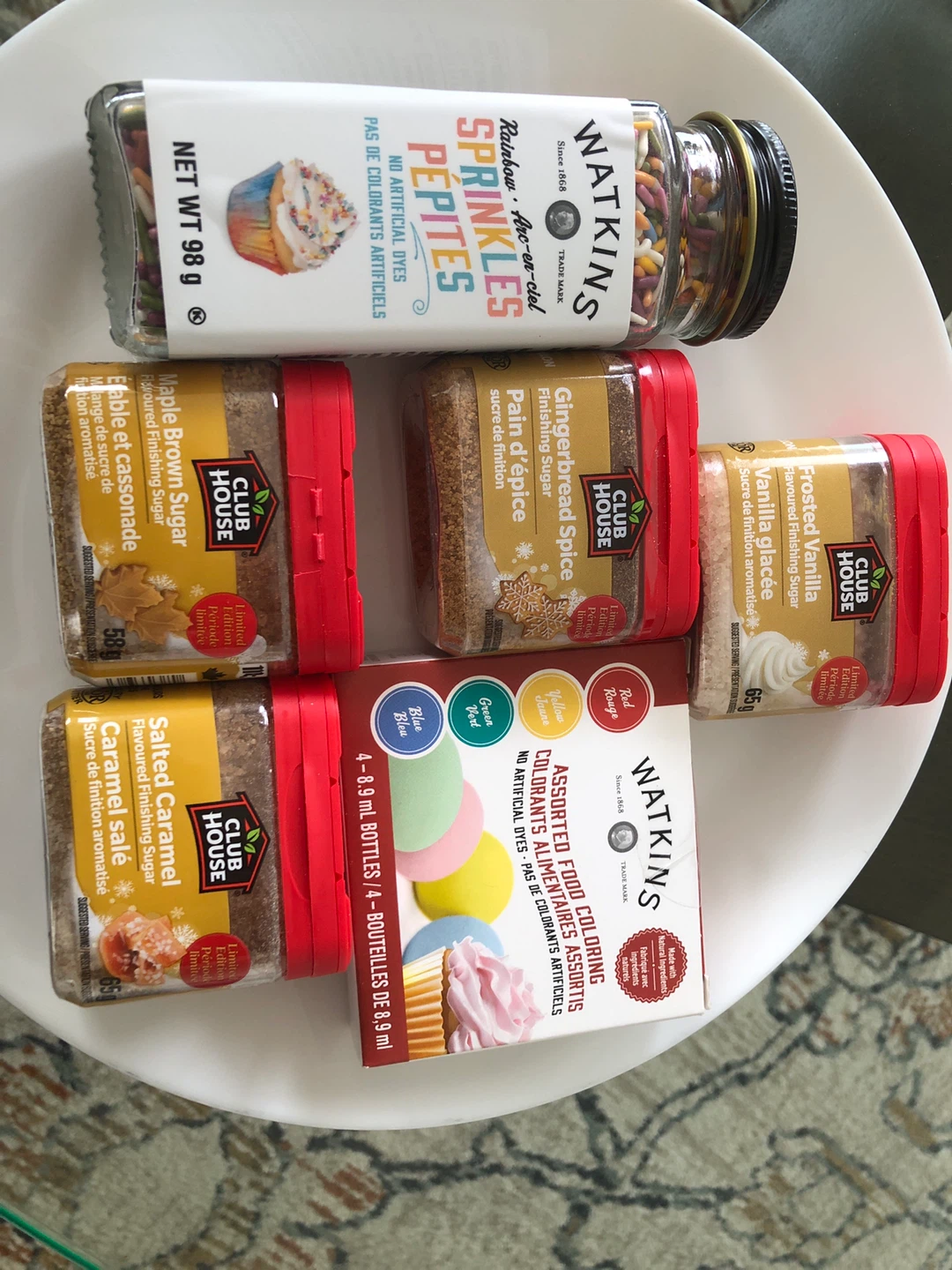 Watkins Sprinkles, food colouring, Club House Finishing Sugars 🥕
