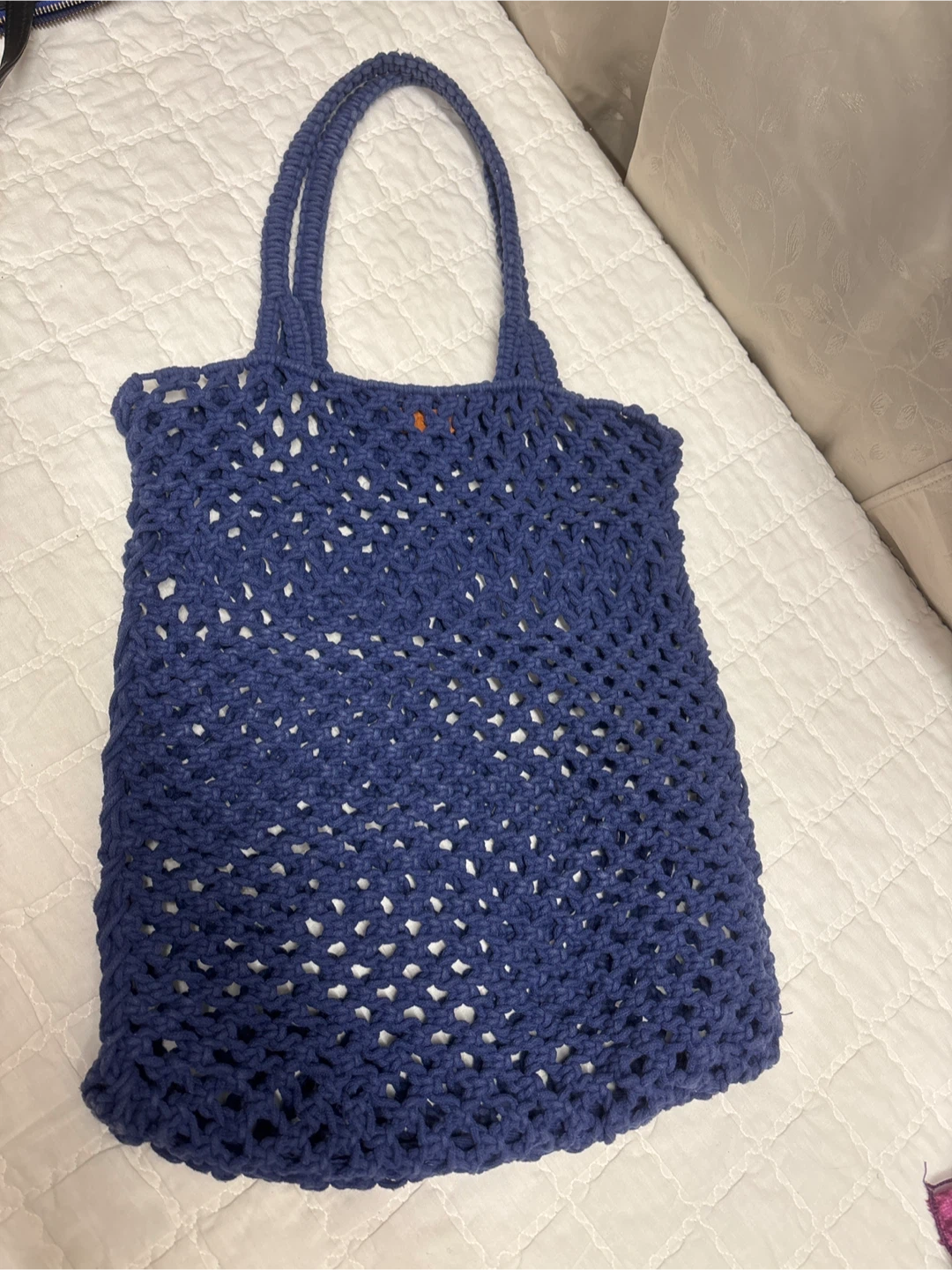 Blue Crochet Tote Bag