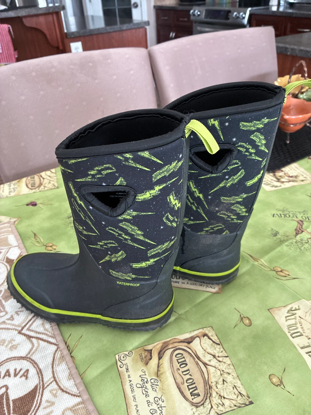 Kids Black & Green Rubber Boots - photo 3