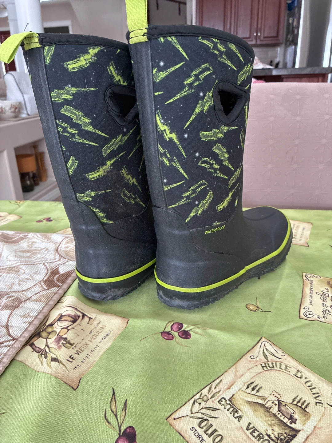 Kids Black & Green Rubber Boots - photo 2