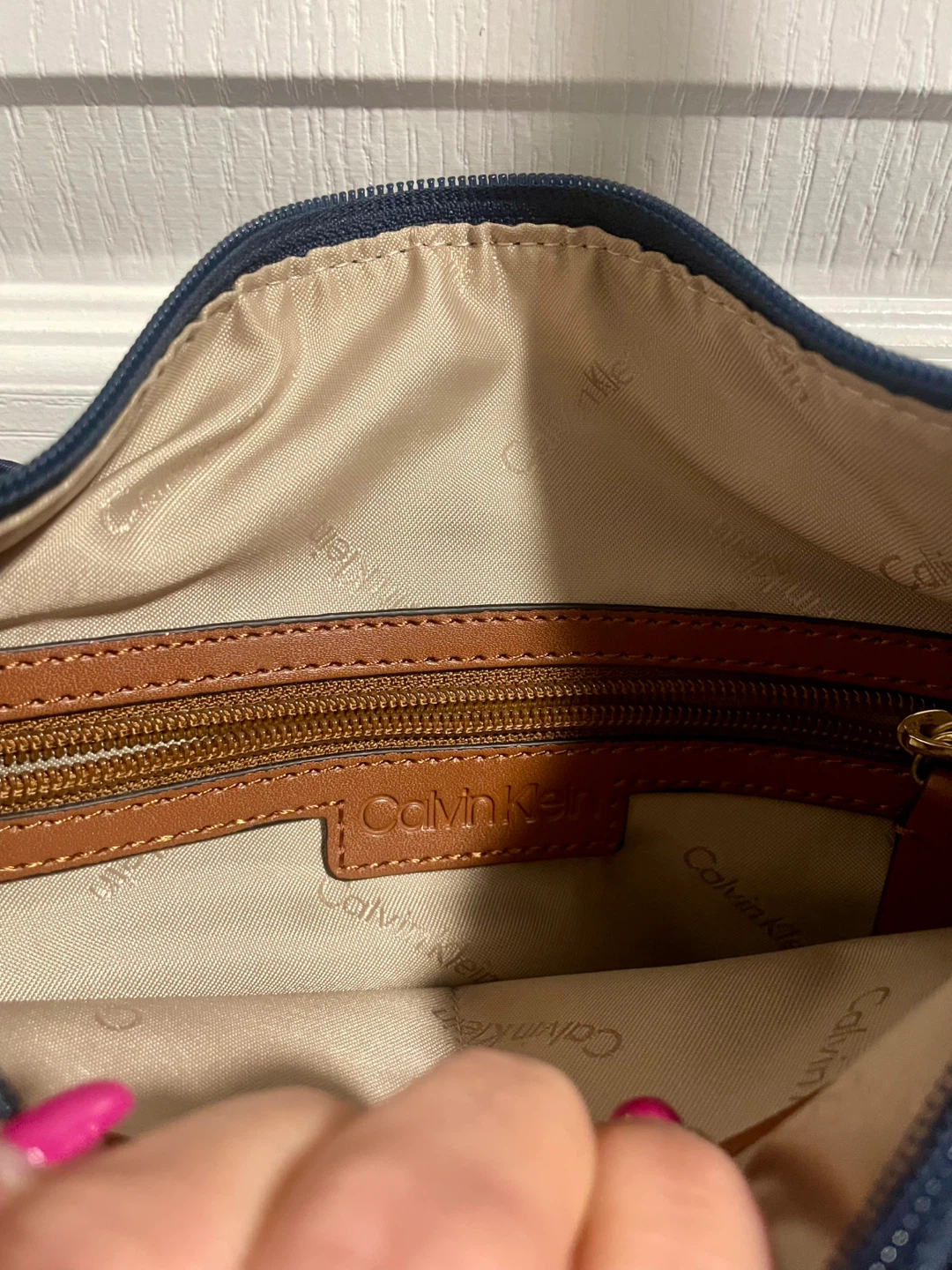 Calvin Klein Navy Nylon Crossbody Bag with Tan Accents - photo 4