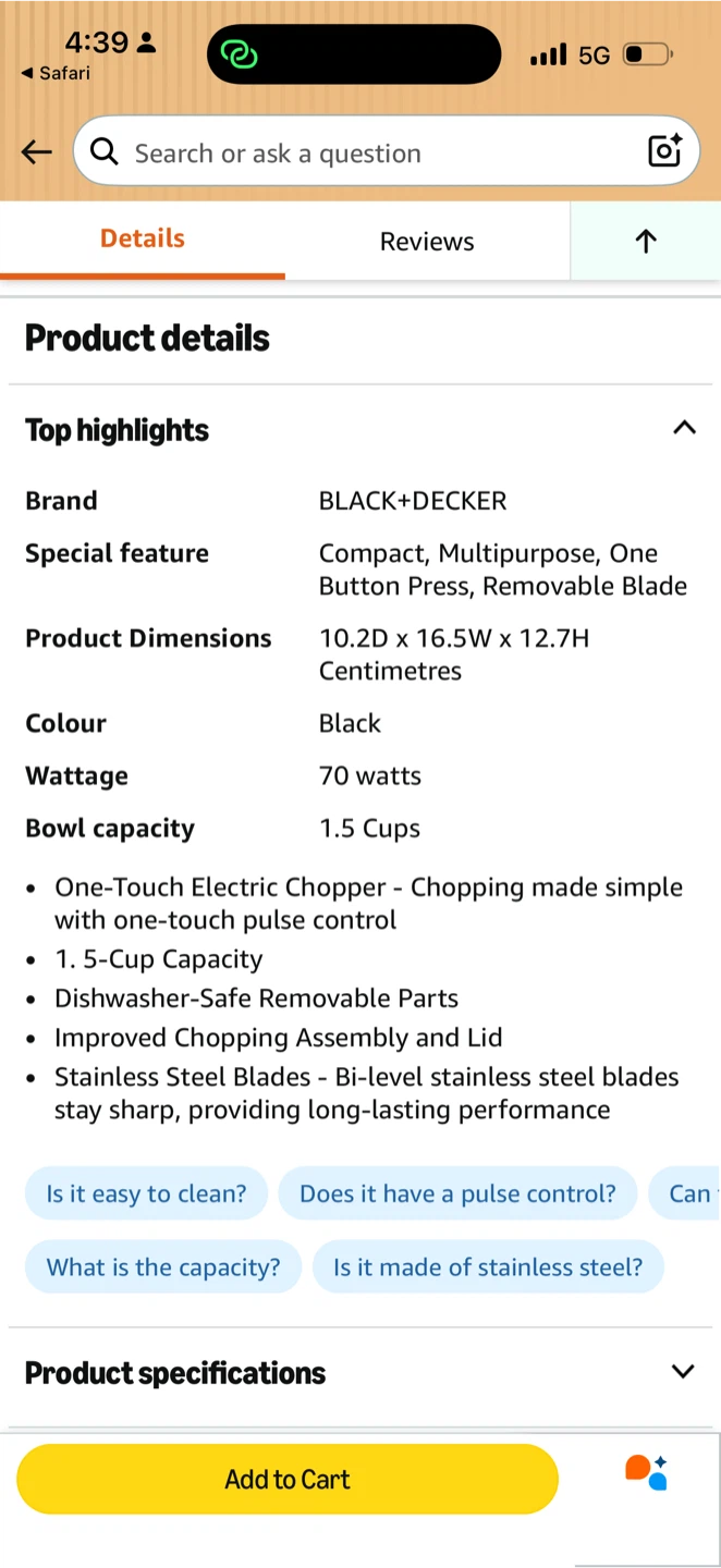 BLACK+DECKER Black Mini Chopper processor - photo 5