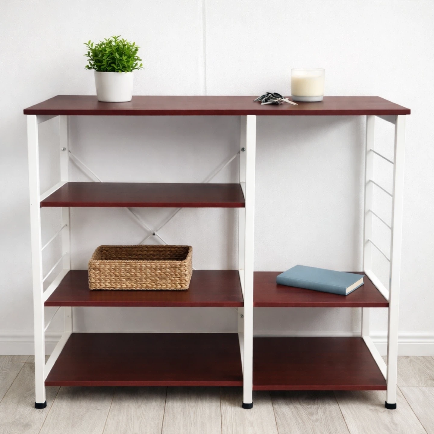 Modern Wood & Metal Entryway Table / Storage Shelf