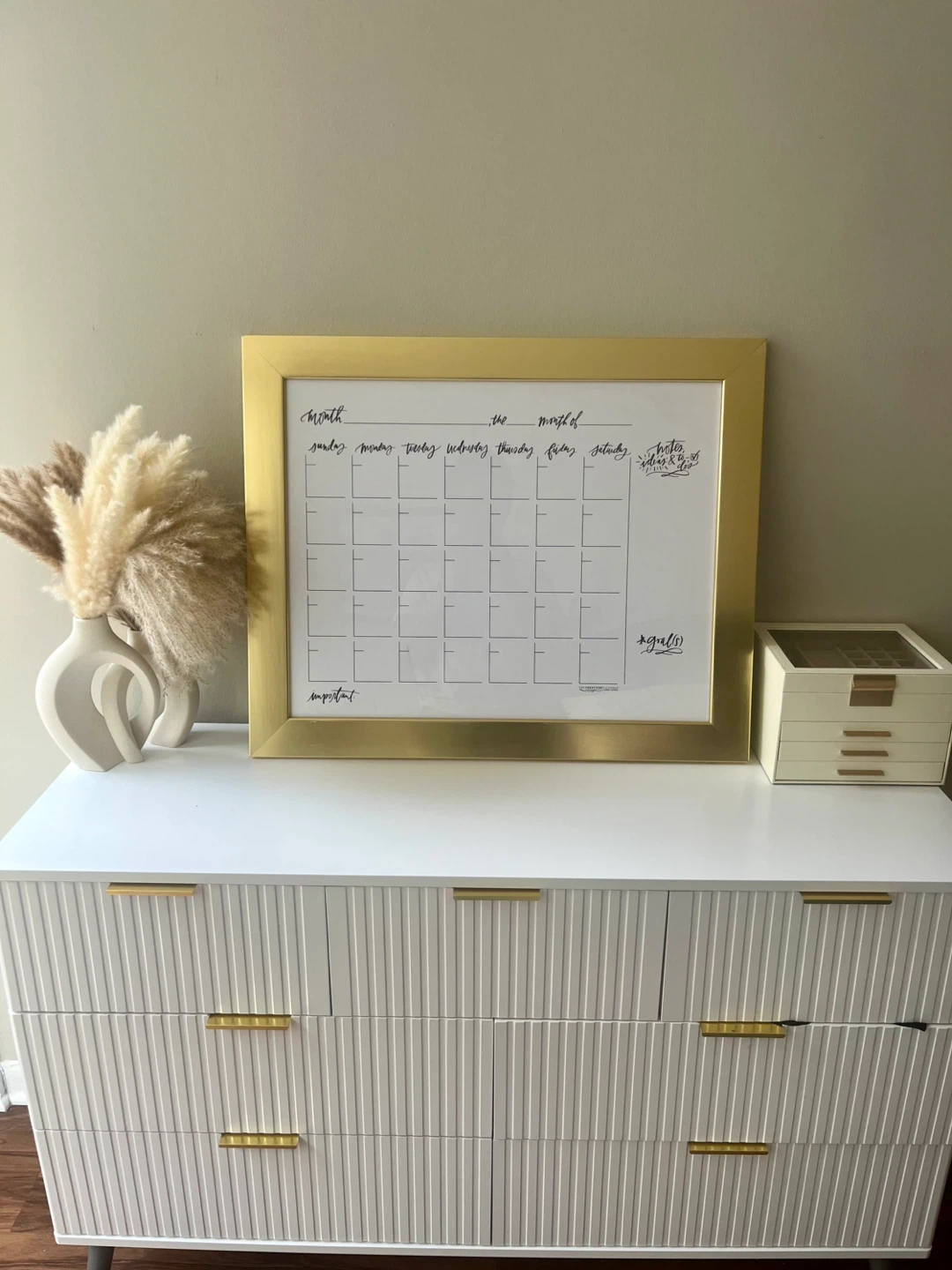Gold Framed Dry Erase Monthly Calendar Board - photo 2