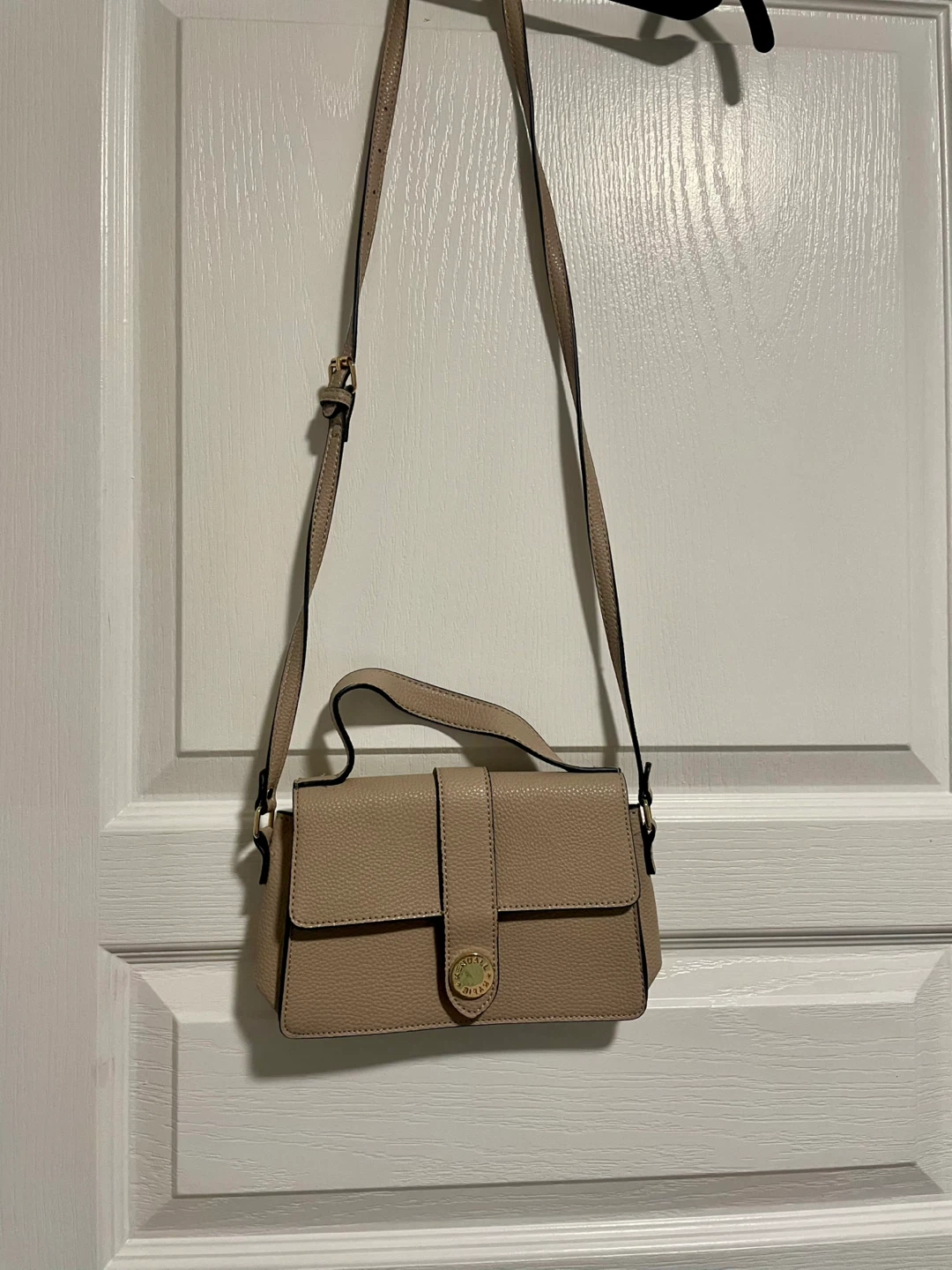 Kendall + Kylie Beige Pebble Leather Crossbody Bag