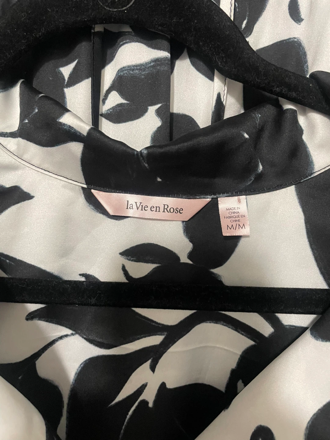 La Vie en Rose Black and White Floral Pajama Set - L/G - photo 4