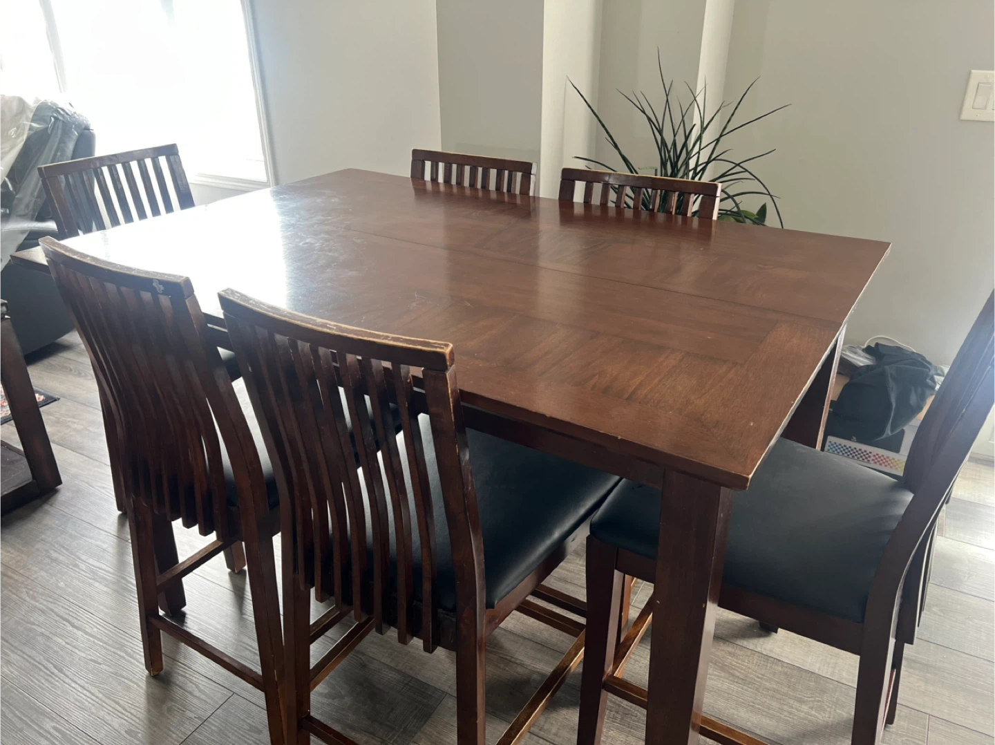 Wooden Dining Table with extendable leaf with 6 Chairs - photo 3