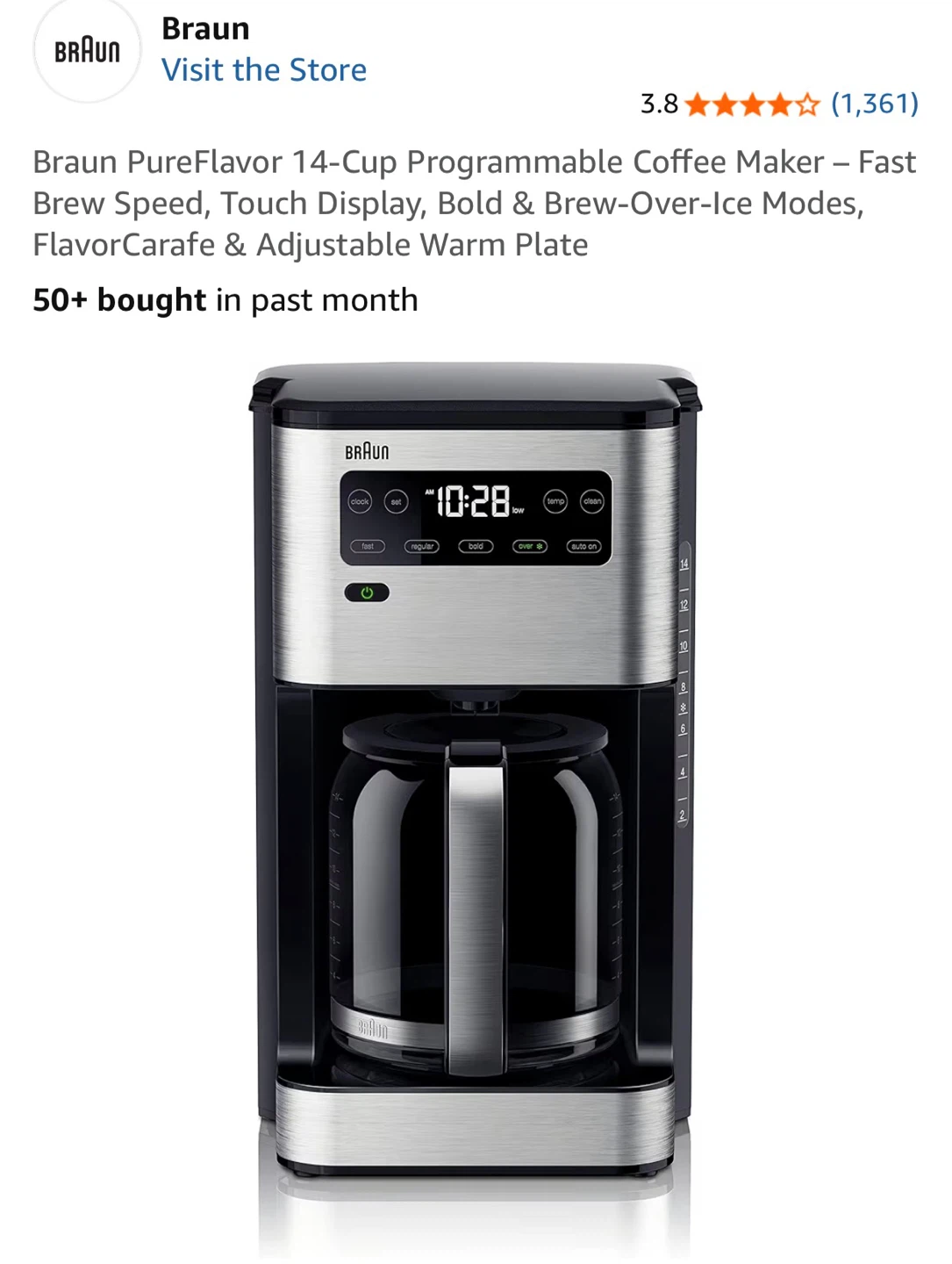 Braun PureFlavor 14-Cup Coffee Maker