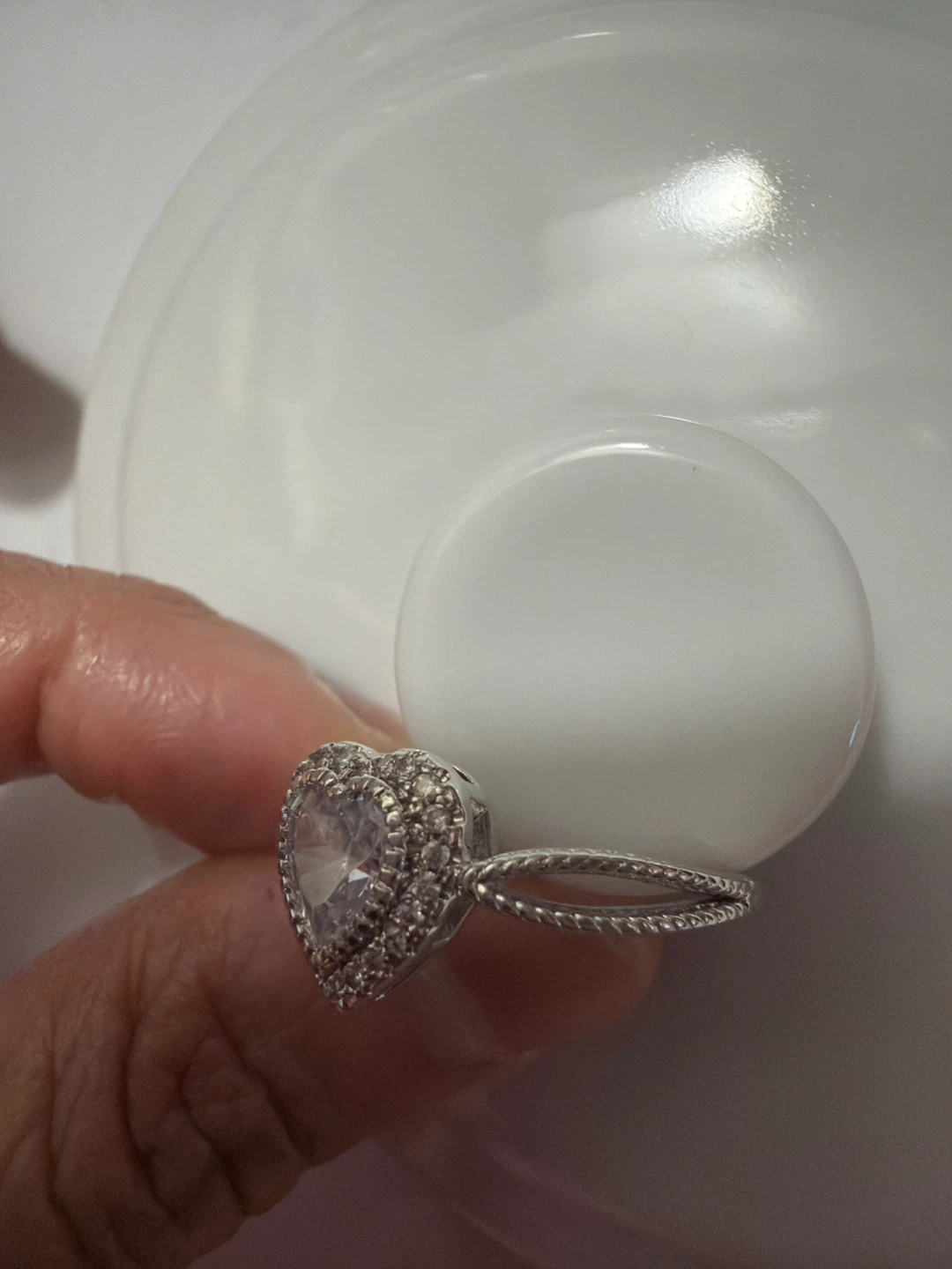 Silver Ladies 🤍 shaped Ring with cubic zircons - photo 3