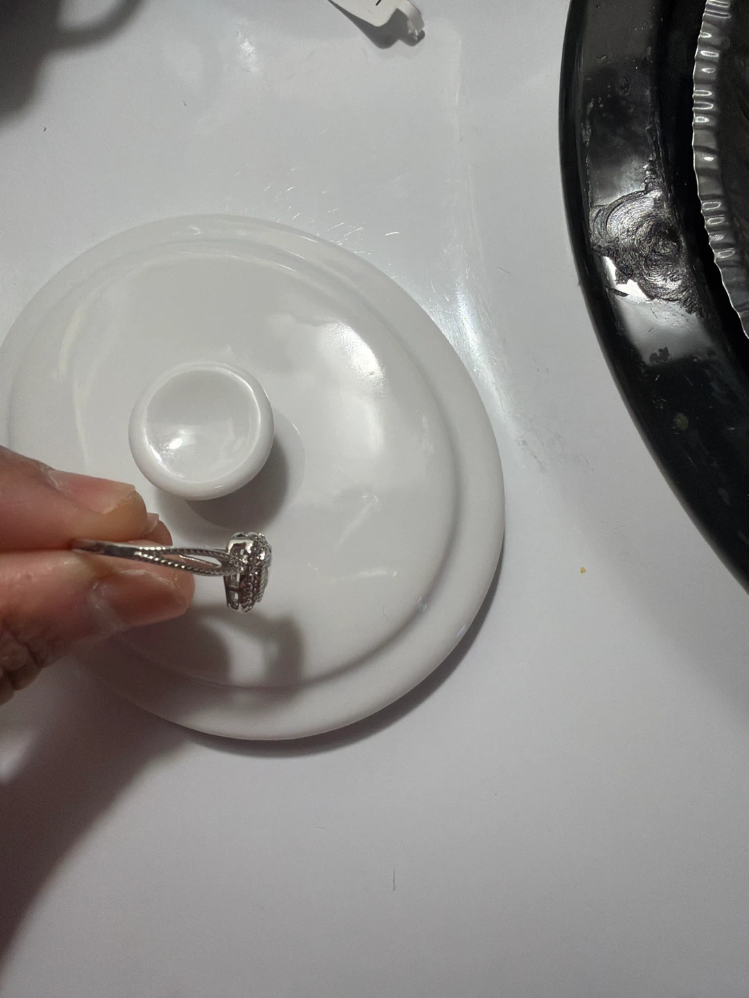 Silver Ladies 🤍 shaped Ring with cubic zircons - photo 2