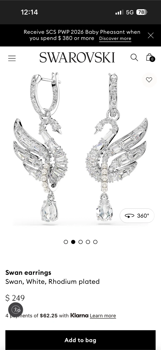 SWAROVSKI swan earrings
