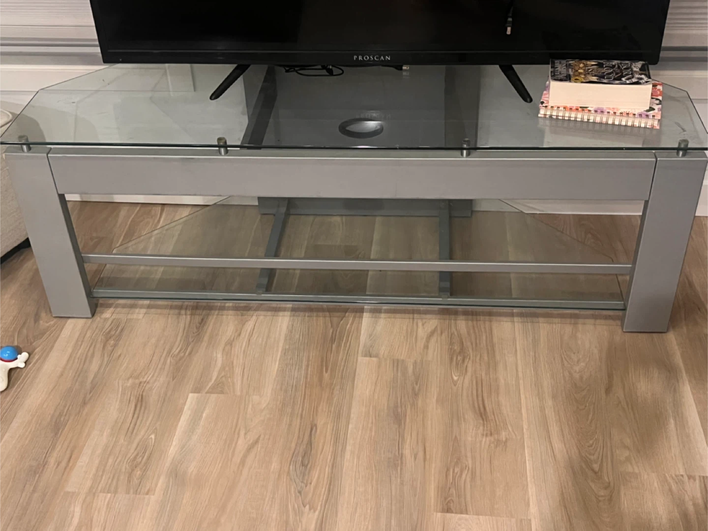 Glass Top TV Stand with Shelves - photo 2