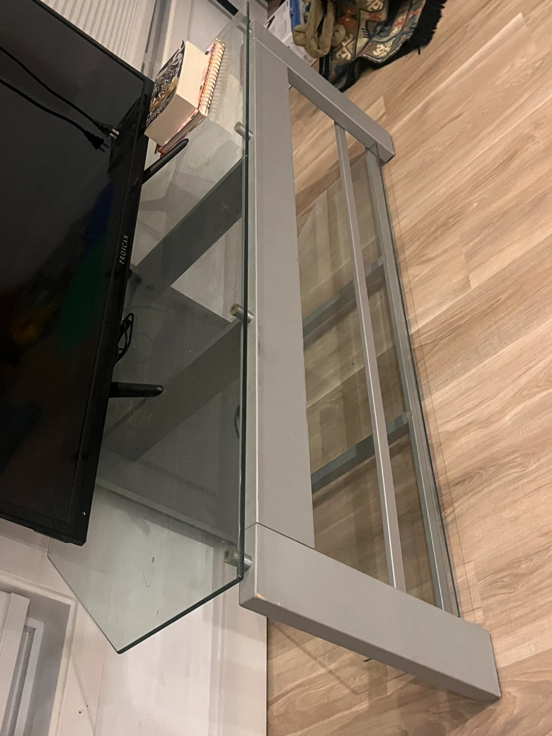 Glass Top TV Stand with Shelves - photo 4