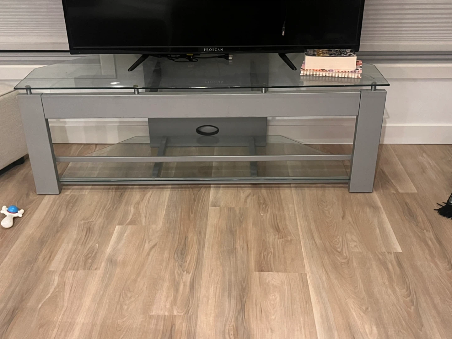 Glass Top TV Stand with Shelves - photo 3