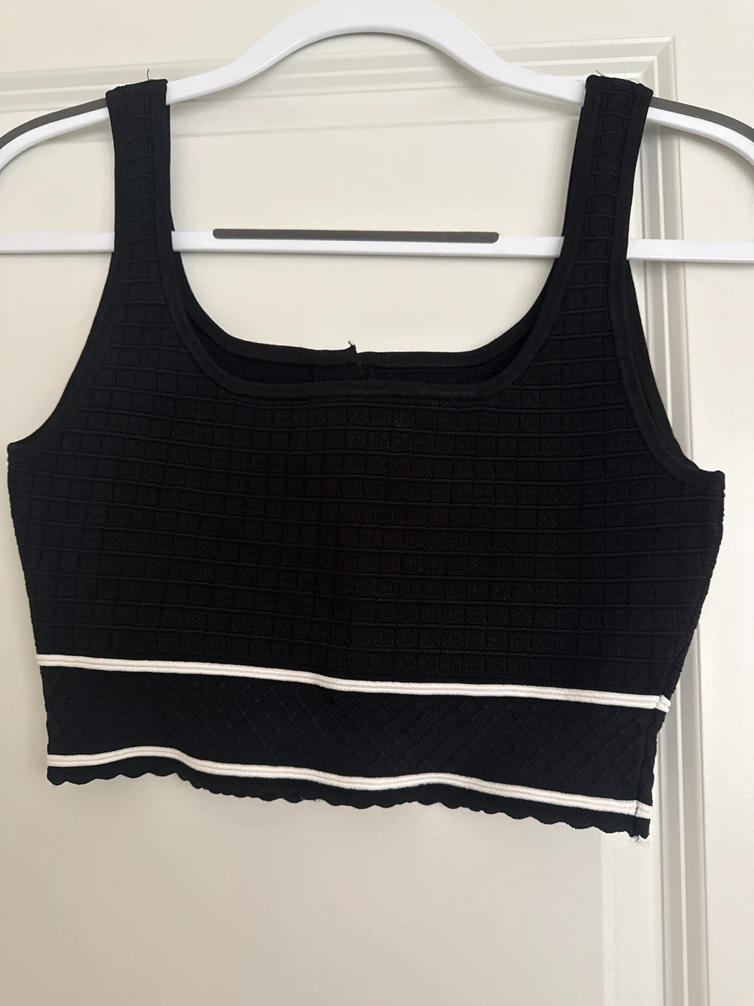 Babaton Black Knit Cropped Tank Top with Buttons - photo 2