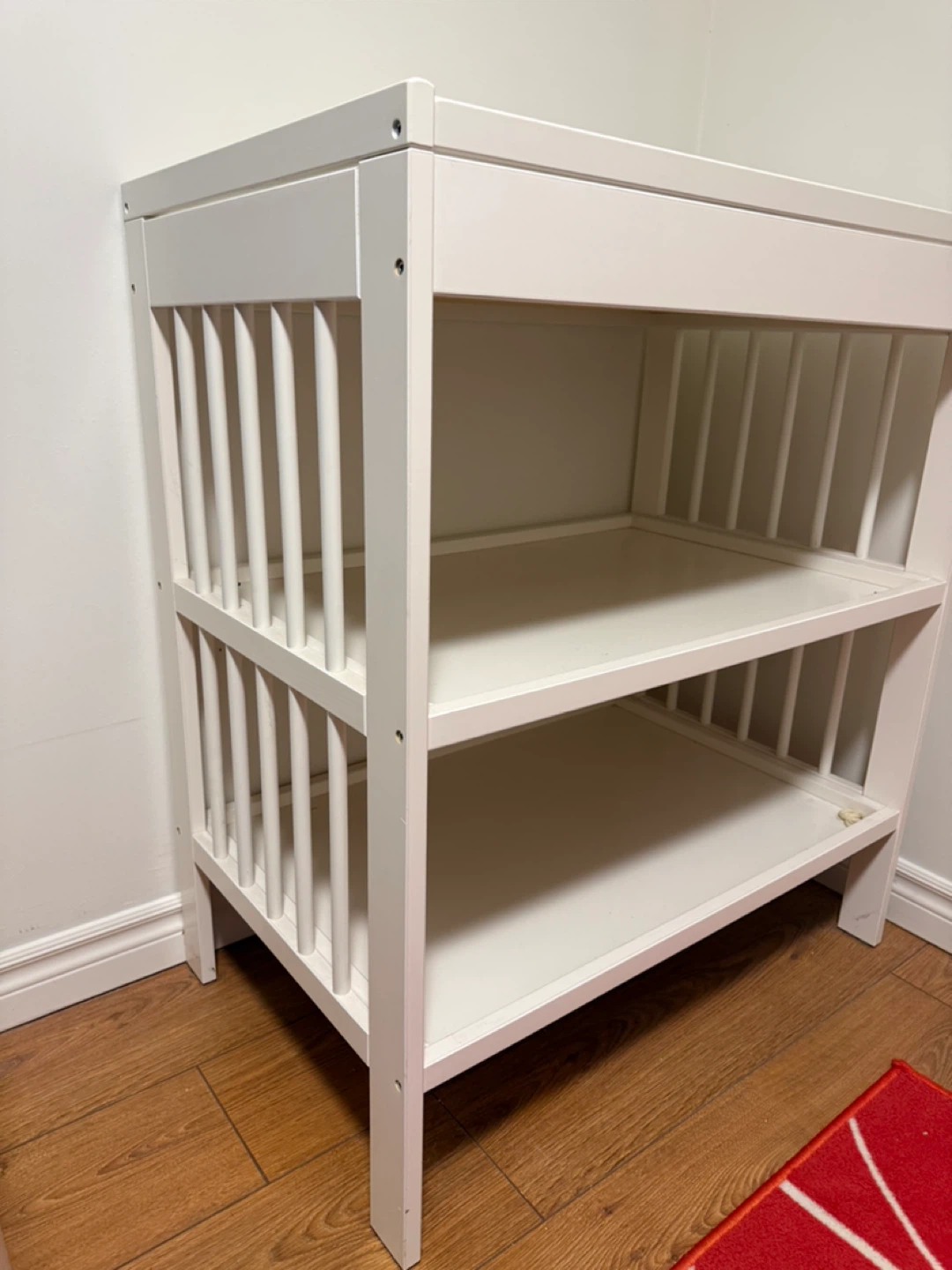 White Baby Changing Table with Shelves