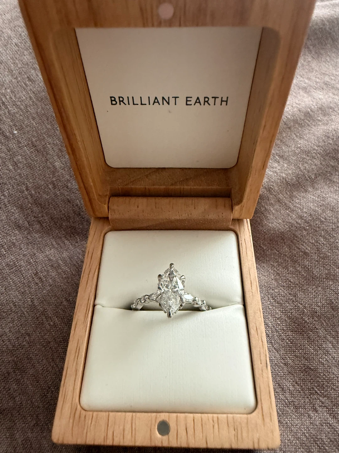 2.01ct Marquise Cut Natural Diamond Engagement Ring